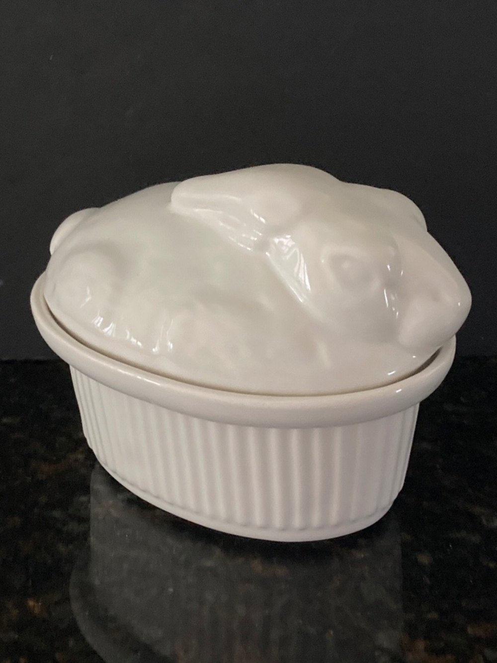 California Pottery White Rabbit Casserole Dish/Individual Size/2 Available/NEW!